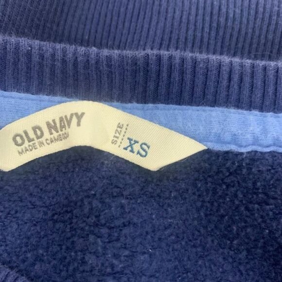 Old Navy Womens Navy Blue Pullover Sweatshirt XS Cotton Blend Long Sleeve - Picture 5 of 6